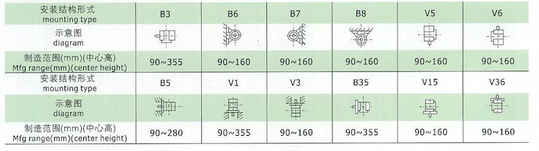 YE2系列高效率三相異步電動(dòng)機(jī)安裝結(jié)構(gòu)形式